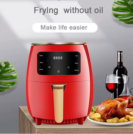 Crvena friteza na vrući zrak 1400 W – zdravije prženje bez ulja!