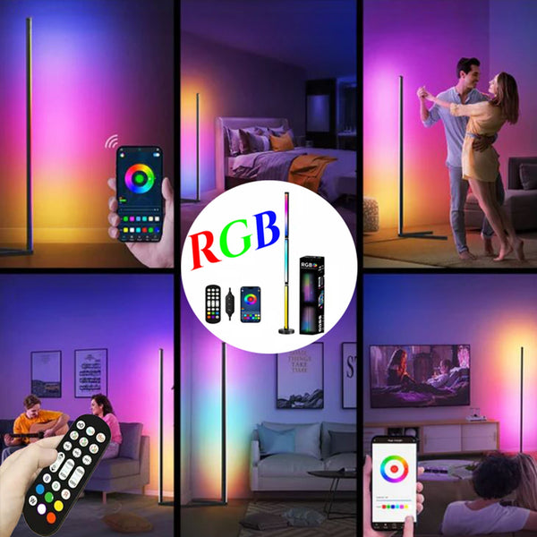 ЪГЛОВА RGB ЛАМПА 120СМ С ДИСТАНЦИОННО И ПРИЛОЖЕНИЕ